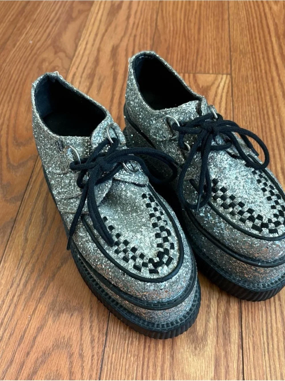 Silver Glitter T.U.K Platform Creepers